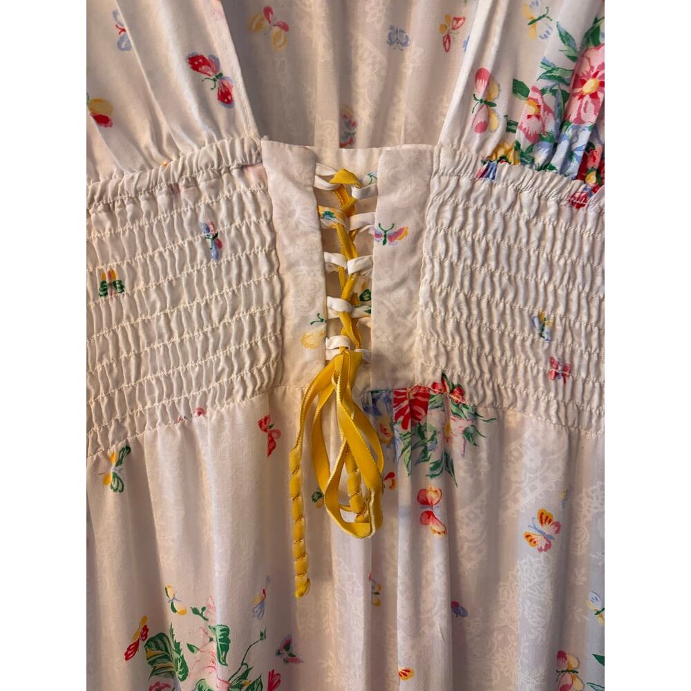 Upcycled Vintage Sheet Maxi Dress | Handmade Cottagecore Prairie Dress - Picture 4 of 5